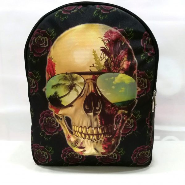 Morral Calavera con Gafas Fondo con Rosas