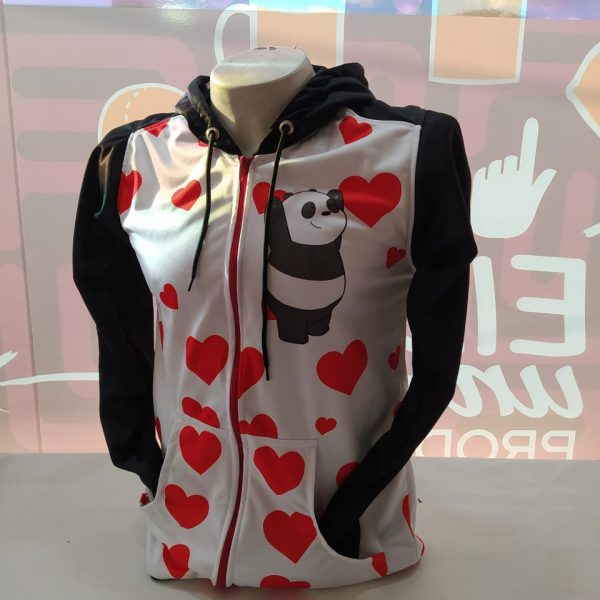 Hoodie Panda Escandalosos Fondo Corazones