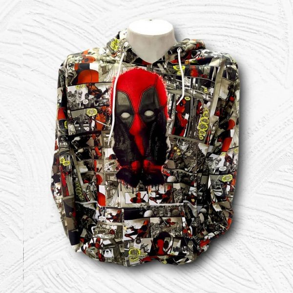 Hoodie Rostro Deadpool Fondo Comic